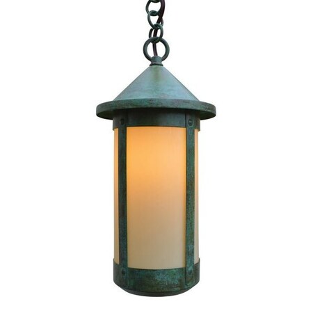 Arroyo Craftsman 7" Berkeley Long Body Pendant, Raw Copper, Amber Mica Glass BH-7LM-RC